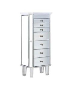 Powell Home Fashions Banton 40-1/2inH 7-Drawer Jewelry Armoire, Mirror/Silver