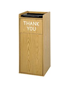Safco Wood Tray Top Receptacle, 36 Gallons, Oak