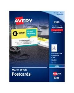 Avery Inkjet Print-to-the-Edge Postcards, 4in x 6in, White, Box Of 100