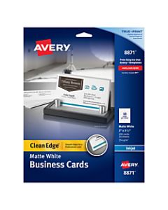 Avery Inkjet Clean-Edge Two-Side Printable Business Cards, 2-Sided, 2in x 3 1/2in, White Matte, Pack Of 200