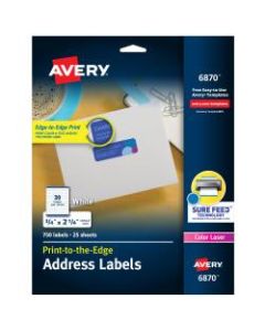 Avery Print-To-The-Edge Permanent Address Laser Labels, Return, 6870, 3/4in x 2 1/4in, White, Pack Of 750
