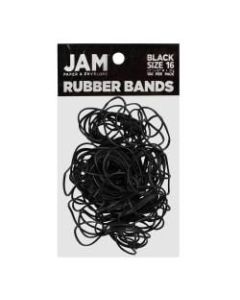 JAM Paper Rubber Bands, Black, Size 16, Pack Of 100 Rubber Bands