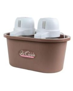 Nostalgia Electrics 4-Qt Double-Flavor Plastic Ice Cream Maker, Brown