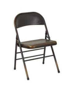 Office Star Bristow Steel Folding Chairs, Distressed Antique Copper, Set Of 2