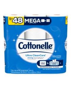 Cottonelle Ultra Clean Care Mega Toilet Paper, 340 Sheets Per Roll, Pack Of 12 Rolls