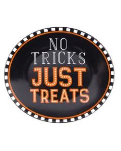 Amscan Ceramic No Tricks Just Treats Serving Trays, 10in x 8-3/4in, Black, Pack Of 2 Trays