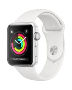 Apple Watch Series 3 GPS, 42mm Silver Aluminum Case with White Sport Band - Wrist - Barometer, Optical Heart Rate Sensor, Accelerometer, Altimeter, Gyro Sensor - Music Player, Text Messaging - Heart Rate, Sleep Quality, Dual-core