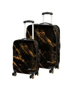 Overland Geoffrey Beene Deep Marble 2-Piece Hardside Luggage Set, Black/Gold