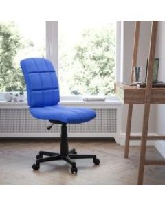 Flash Furniture Quilted Vinyl Mid-Back Swivel Task Chair, Blue/Black