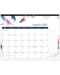 Blueline Boho Academic Monthly Desk Pad Calendar, 22in x 17in, 100% Recycled, August 2021 To July 2022, CA194117