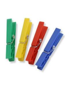 Honey-Can-Do Classic Spring Plastic Clothespins, 3/8inH x 5/8inW x 3 1/4inD, Assorted Colors, Pack Of 200