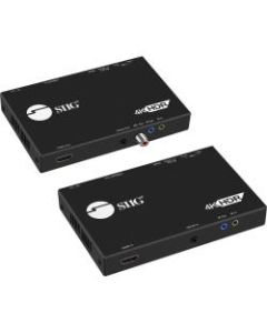 SIIG 4K HDR HDMI 2.0 & USB 2.0 Extender Over HDBaseT with RS-232 & IR - 1 Input Device - 1 Output Device - 328.08 ft Range - 2 x Network (RJ-45) - 4 x USB - 1 x HDMI In - 1 x HDMI Out - Serial Port - 4K - 3840 x 2160 - Twisted Pair - Category 6