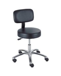 Safco Pneumatic-Lift Lab Stool With Back, Black/Chrome