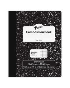 Pacon Composition Book, 7-1/2in x 9-7/8in, Quadrille Rule, 100 Sheets, Black/White