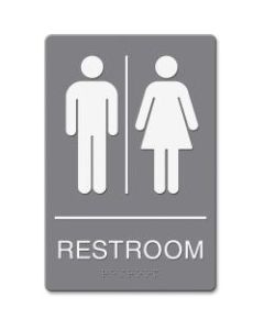 Headline Sign ADA Restroom Sign, 6in x 9in, Gray