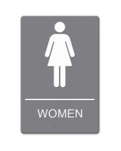 Headline Sign ADA Restroom Sign, Womens, 6in x 9in, Gray