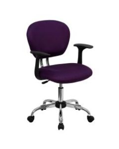 Flash Furniture Mesh Mid-Back Swivel Task Chair With Arms, Purple/Silver