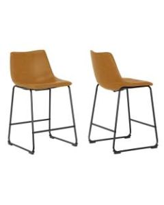 Glamour Home Adan Bar Stools, Light Brown, Set Of 2 Stools