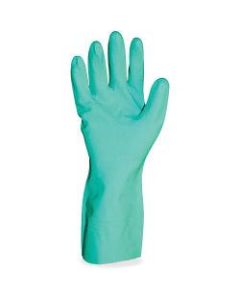ProGuard Flock Lined 12inL Green Nitrile Gloves - Chemical, Acid Protection - Medium Size - Unisex - Nitrile - Green - 72 / Carton - 15 mil Thickness