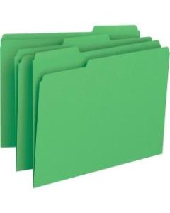 Business Source 1/3 Tab Cut Letter Recycled Top Tab File Folder - 8 1/2in x 11in - Top Tab Location - Assorted Position Tab Position - Green - 10% - 100 / Box