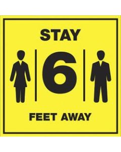 Lorell Stay 6 Feet Away Sign, 6in x 8in, Bright Yellow