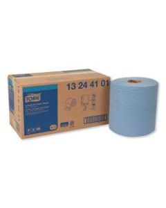 Tork Industrial 4-Ply Paper Wipers, 15-3/4in x 11in, Blue, 375 Wipers Per Roll, Pack Of 2 Rolls