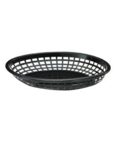 Tablecraft Oval Plastic Serving Baskets, 1-7/8inH x 8-7/8inW x 11-3/4inD, Black, Pack Of 12 Baskets
