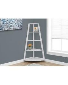 Monarch Specialties 4-Shelf Etagere Corner Bookcase, White