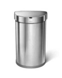 simplehuman Semi-Round Sensor Stainless-Steel Trash Can With Liner Pocket, 12 Gallons, 25-1/4inH x 15-7/16inW x 12-13/16inD, Brushed Stainless Steel