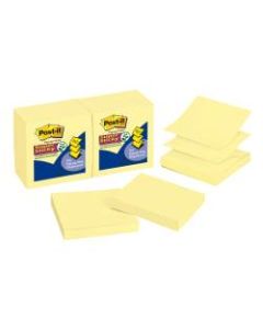 Post it Notes Super Sticky Notes, Pop-Up, 3in x 3in, Canary Yellow, Pack Of 12 Pads