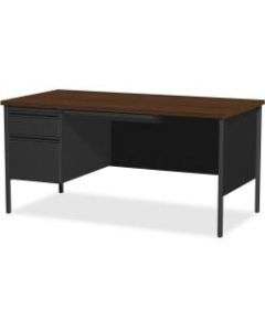 Lorell Fortress Series 66inW Steel Pedestal Desk, Left, Black/Walnut