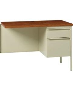 Lorell Fortress Series 42inW Steel Pedestal Return Desk, Right, Putty/Oak