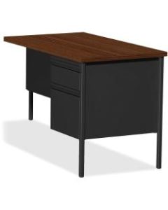 Lorell Fortress Series 42inW Steel Pedestal Return Desk, Right, Black/Walnut