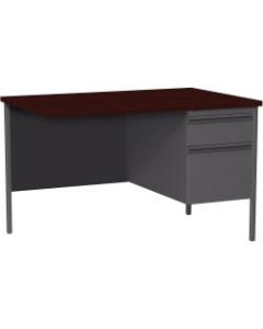 Lorell Fortress Series 42inW Steel Pedestal Return Desk, Right, Charcoal/Mahogany