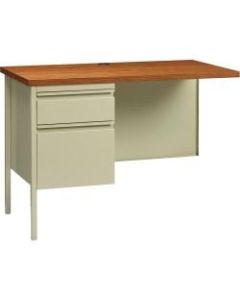 Lorell Fortress Series 42inW Steel Pedestal Return Desk, Left, Putty/Oak