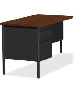 Lorell Fortress Series 42inW Steel Pedestal Return Desk, Left, Black/Walnut