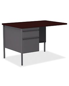 Lorell Fortress Series 42inW Steel Pedestal Return Desk, Left, Charcoal/Mahogany