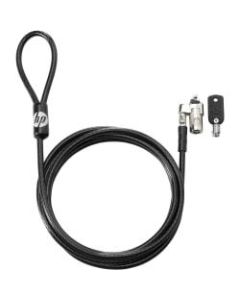 HP Keyed Cable Lock 10 mm - Black - Vinyl, Galvanized Steel - 6 ft - For Notebook, Desktop Computer, Tablet, Workstation