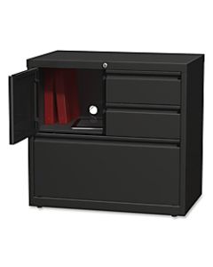Lorell 30inW Steel Personal Storage Center With Lateral File Cabinet, Black