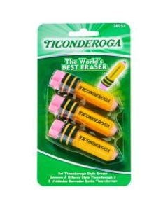 TICONDEROGA  Erasers, Pencil Shaped, Yellow, 3 ct (38953)