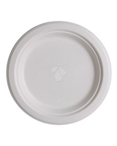 Highmark Compostable Sugarcane Paper Plates, 9in, White, Pack Of 50