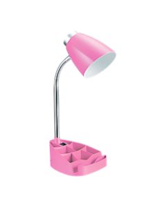 LimeLights Gooseneck Organizer Desk Lamp, Adjustable Height, 17 1/4inH, Pink Shade/Pink Base