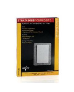 Stratasorb Composite Island Dressings, 6in x 7 1/2in, White, Box Of 10