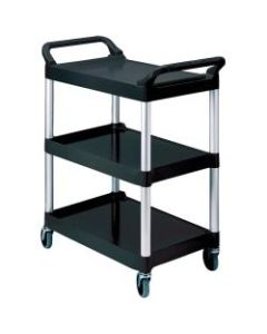 Rubbermaid 3-Shelf Utility Cart, 37 3/4inH x 33 5/8inW x 18 5/8inD, Black