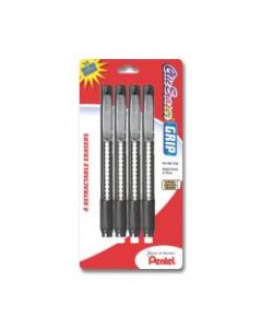 Pentel Clic Erasers, Black Barrel, Pack Of 4