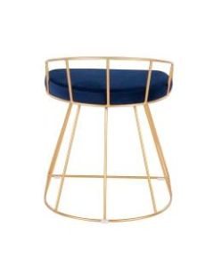 LumiSource Canary Vanity Stool, Blue Seat/Gold Frame