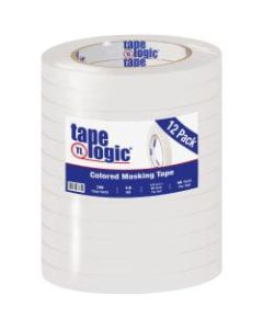 Tape Logic Color Masking Tape, 3in Core, 0.5in x 180ft, White, Case Of 12