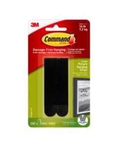 Command Large Hanging Strips, Damage-Free, Black, Pack Of 4 Pairs of Strips