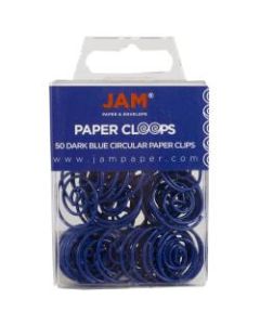 JAM Paper Paper Clips, Papercloops, 1in, 25-Sheet Capacity, Dark Blue, Pack Of 50