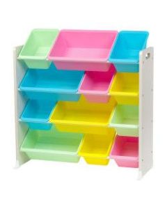 IRIS 4-Tier Storage Bin Organizer Rack, 35-1/4inH x 34inW x 13-3/4inD, Pastel Multicolor